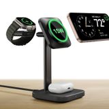 ESR iPhone 17e-12 için iPhone 3'ü 1 arada kablosuz şarj istasyonu | 15W Kablosuz Şarj Cihazı, Apple Watch, AirPods 4, Siyah için MagSafe Şarj Standı 15W