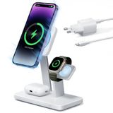 ESR MagSafe Şarj Cihazı Destekli 25W 3'ü 1 Arada, iPhone 14/13/12, Apple Watch/AirPods Pro/3, Apple için Üretilmiş, Telefon Soğutma, Beyaz