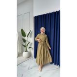Esra Butik %100 Tensel Kumaş Astarlı Gizli Düğmeli Kuşaklı Elbise – 135 cm | Beyaz, Acı Kahve, Mavi, Yağ Yeşili, Açık Sarı, Siyah, Pembe - 40