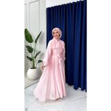 Esra Butik Tensel Kumaş Astarlı Fırfır Detaylı Kuşaklı Tesettür Elbise – Mavi | Siyah | Pembe | Yağ Yeşili | Beyaz | Acı Kahve | Açık Sarı - 40