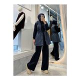 Esra Butik78 Kapitone Şişme Yelekli Tesettür 3’lü Takım – Spor Şık Modern Kombin (Yelek + Sweatshirt + Pantolon)