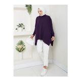Esra Butik78 Mor Yarasa Kol Salaş Triko Tunik – Tesettür Günlük Rahat Kesim Uzun Tunik