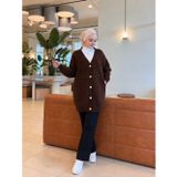 Esra Butik78 🧶 Sakallı Hırka | Uzun Triko Hırka--Standart Beden (38-46)