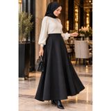 Esra Butik78 Scuba Kumaş Uzun Kloş Etek Siyah&Lacivert-100 cm ScubaEtek-001