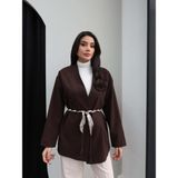 Esra Helvacı Fular Kemerli Ceket - Kahve