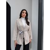 Esra Helvacı Fular Kemerli Ceket - Taş