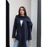 Esra Helvacı Ince Çizgili Şal Blazer Ceket - M - Lacivert