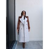 Esra Helvacı Süet Detay Kemerli Balıksırtı Kaban - Bej