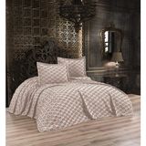 Esra Home Qulothes Çift Kişilik Yatak Örtüsü Takımı 3 Parça Çeyiz Seti Kabartmalı - 010-Bej - 240 x 260 cm