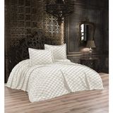 Esra Home Qulothes Çift Kişilik Yatak Örtüsü Takımı 3 Parça Çeyiz Seti Kabartmalı - Ekru - 240 x 260 cm