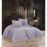 Esra Home Qulothes Çift Kişilik Yatak Örtüsü Takımı 3 Parça Çeyiz Seti Kabartmalı - Taş - Gri - 240 x 260 cm