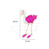 Esra Pamir Pembe Zirkon Taşlı Sallantılı Flamingo Broş
