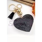 Esra Pamir Siyah Taşlı Kalp Anahtarlık Ve Çanta Süsü