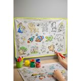 Esrabutik Eğitici Boyanabilir Su geçirmez yıkanabilir Çocuklar için Eğlence Matı 75X50 Boya Kalem Seti Hediye