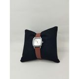 Esrada Quartz Retro Minimal Vintage Deri Kordon Kadın Kol Saati Bordo - Kahverengi