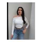 ESRAHELVACI Düşük Omuz Uzun Kol Bluz