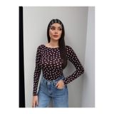 ESRAHELVACI Kayık Yaka Puantiyeli Bluz