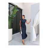 ESRAHELVACI Sıfır Kol Bel Tokalı Denim Elbise