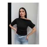 ESRAHELVACI Tek Omuz Yan Büzgülü Bluz
