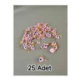 Esram Butik 25 Adet Pembe Kalpli Nazar Boncuğu Çengelli İğneli, Mevlid, Çeyiz, Bohça İçin Nazar Boncuğu