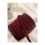 Esram Butik Bordo Simli Kadife Kurdele 1 cm 3 mtr - Düğün, Sünnet, Nişan, Nikah Şekeri, Hediyelik ve Parti Süsleme Kurdelesi