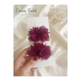 Esram Butik Kız Çocuk Mürdüm Çiçekli Toka 2 li - Frida Klipsli Çiçek Tokası