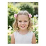 Esram Butik Kız Çocuk Pembe Çiçekli Toka 2 li - Frida Klipsli Çiçek Tokası