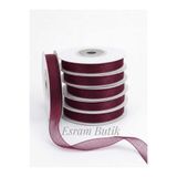 Esram Butik Organze Tül Kurdele Bordo 1 cm 23 mt, Gelin, Bohça, Nişan, Çeyiz, Hediye Paketleme, Süsleme, Nikah