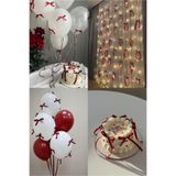 Esram Butik Pasta Balon Üzeri Fiyonk Saten Kurdele Bordo 4 Adet Büyük + 40 Adet Küçük Kurdele Süsü