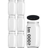 Esranın Dünyası 1000 ml Kapasiteli Şeffaf Cam Kavanoz, 6'lı Set, Metal Kapaklı