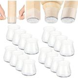 Esranın Dünyası 24 Adet Yarı Saydam (3cm–3,5cm) Beyaz Silikon Keçeli Sandalye Ayağı Koruyucu Pabuç Seti