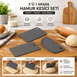 Esranın Dünyası 3’lü Hamur Pasta Kesici Kazıyıcı Dilimleyici Şekillendirici Plastik Aparat (Asortili) - Almond