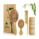 Esranın Dünyası 4 Adet Doğal Bambu Fırça Tarak SETI%100 Bambu Orjinal Set