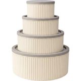 Esranın Dünyası 4 Adet Yuvarlak Saklama Kabı Seti Çizgili Desenli 3 Lt 1.8 Lt 1 Lt 0,55 Lt Buzdolabı Düzenleyici Mikrodalga ve Derin Dondurucu Uyumlu Bpa Içermez Sağlıklı Erzak Kabı (Krem Yuvarlak 4 Lü Set) - Abanoz