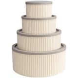 Esranın Dünyası 4 Lü Yuvarlak Saklama Kabı Seti Çizgili Desenli Bpa Içermez 3 Lt 1.8 Lt 1 Lt 0,55 Lt Buzdolabı Düzenleyici Mikrodalga ve Derin Dondurucu Uyumlu Bpa Içermez Sağlıklı Erzak Kabı (Krem Yuvarlak 4 Lü Set)