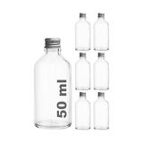 Esranın Dünyası Afracam 50 cc Gümüş Metal Kapaklı Hediyelik Shot Şişesi 50 ml Kolonya Koku Süs Küçük Şeffaf Cam Şişe 6 Adet