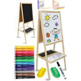 Esranın Dünyası Ayaklı Yazı Tahtası Çift Taraflı 40X50CM 1 Adet 12 Renk Jumbo Keçeli Kalem Çocuk Yazı Tahtası Alıştırma Tahtası