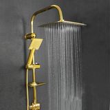 Esranın Dünyası BADEM10 Robot Tepe Duş Seti Takımı Shower Yağmurlama Kare Banyo Masaj Duş Başlığı Sistemi Gold - Ahşap