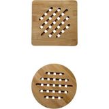 Esranın Dünyası Bambu Nihale, Yuvarlak ve Kare Çizgili, Tencere Tava Çaydanlık Için, 17 Cm, Doğal Ahşap, Nemli Bezle Silinebilir - 0 - 19 L
