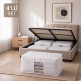 Esranın Dünyası Baza ve Yatak Altı Uyumlu 4 Adet Lüks Pencereli Dolap Düzenleyici Hurç Baza Altı Hurç 64X45X22 cm (Beyaz) - 001-Renkli