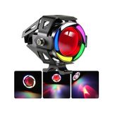 Esranın Dünyası Beyaz Rgb Angel + Kırmızı Şeytan Göz Çakarlı + Drl Dış Bükey Lens 20W Motorsiklet Elektrikli Scooter Sis Farı LED Projektör Spot Sel Taşkın Çalışma Lambası Off Road Yardımcı Sürüş Lambası [en - 1
