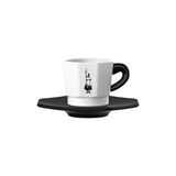 Esranın Dünyası Bialetti - 4'lü Espresso Fincan Seti - Sekizgen Tasarım - Siyah Beyaz Karma Renk - Porselen - 0,250 gr