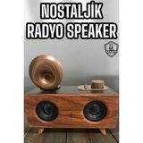 Esranın Dünyası Bluetooth Hoparlör Ahşap Klasik Retro Gramofon Bluetooth Müzik Kutusu