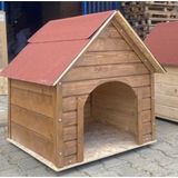 Esranın Dünyası Büyük Boy Ahşap Ceviz Renkli Köpek Kulübesi - 100X100X78 cm - Altın