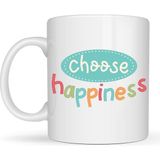 Esranın Dünyası Choose Happiness "mutluluğu Seç" Yazılı Porselen Kupa Model 156 – Motivasyon Kupası – Renkli Tasarım – Kahve & Çay Kupası – Mutluluk Temalı Hediye - Belirtilmemiş - 001 - Beyaz