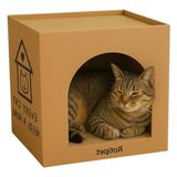 Esranın Dünyası Çift Fonksiyonlu Karton Kedi Evi ve Tırmalama Kutusu, 32 cm - 02-Gri