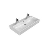 Esranın Dünyası Çift Hazneli Etajerli 100 cm Seramik Lavabo Tasarımı