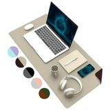 Esranın Dünyası Çift Renk Dikişli Pu Deri Masa Matı - 80X40 Cm, Su Geçirmez - 41 Delft Blue