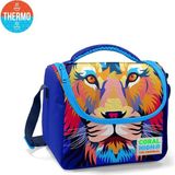 Esranın Dünyası Coral High Mavi Aslan Desenli Ilkokul Okul Beslenme Çantası - Erkek Çocuk - Termal Astarlı - 1 Adet - 18S-Siyah