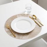 Esranın Dünyası Deconox 6'lı Plastik Amerikan Servis Seti, Yuvarlak 38 cm Gold Yaprak Desenli Supla, Yıkanabilir Silinebilir Tabak Altlığı, Yemek Masası Servis Sunum Matı - 0,60 x 19 x 29 cm - 51R-Turuncu